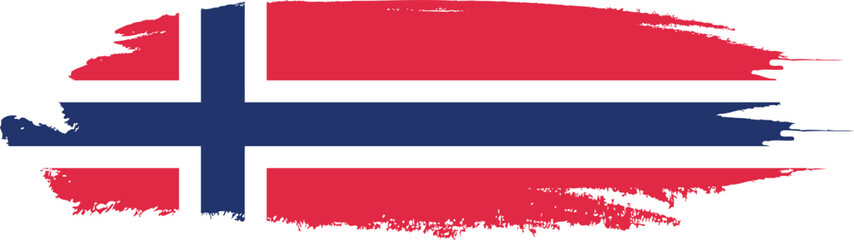 Norway flag on brush paint stroke.