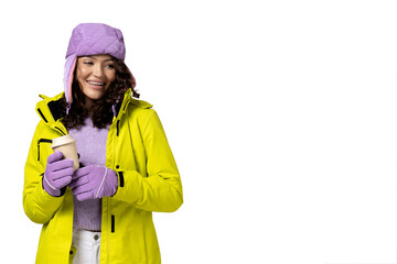 PNG girl in ski suit isolated on white background.