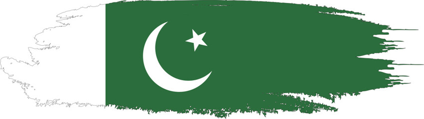 Pakistan flag on brush paint stroke.