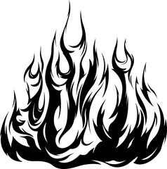 Fire flames isolated on white background. Tribal tattoo design.