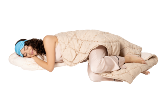 PNG, girl in pajamas sleeping, isolated on white background.