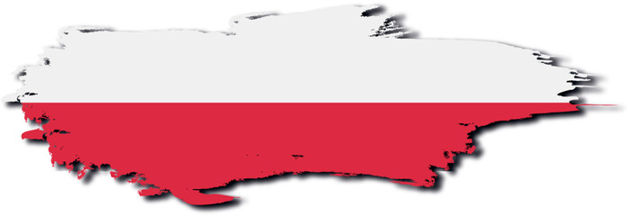 Poland flag on brush paint stroke.