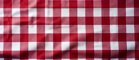 Red and White Checkered Picnic Cloth Texture Background