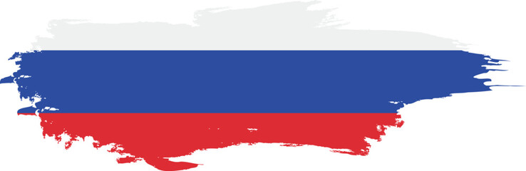 Russia flag on brush paint stroke.