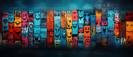Multiple Layers of Graffiti on a Wall Texture Background