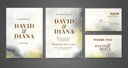 Wedding invitation with abstract watercolor background