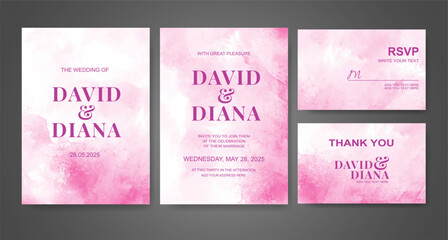 Fototapeta premium Wedding invitation with abstract watercolor background