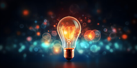 Colorful light bulb background for smart idea concept - obrazy, fototapety, plakaty