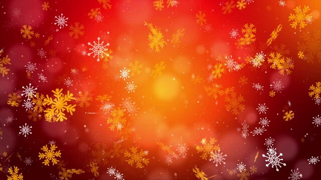 Red Christmas Snowflakes Background. Snowfall Background.  Winter Christmas Background. Seamless Loop