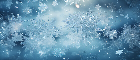 Snowflakes on Window Texture - obrazy, fototapety, plakaty