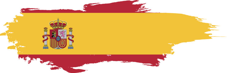 Spain flag on brush paint stroke.