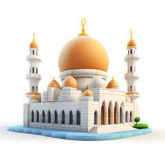 Islamic mosque 3d isolated on white