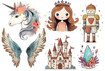 fairy tale princess illustration. generative ai  - obrazy, fototapety, plakaty