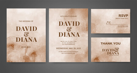 Wedding invitation with abstract watercolor background