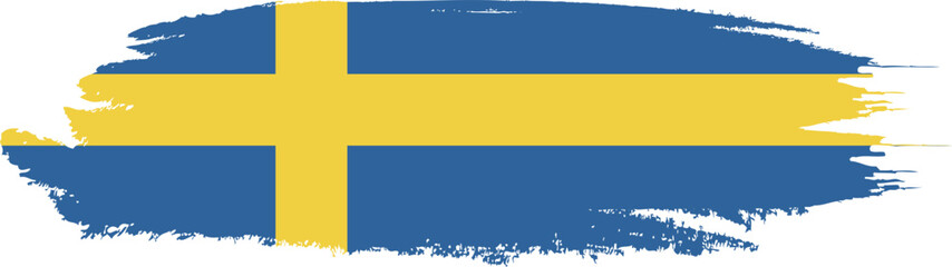 Sweden flag on brush paint stroke.