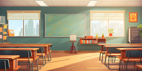 Classroom of school illustration background - obrazy, fototapety, plakaty
