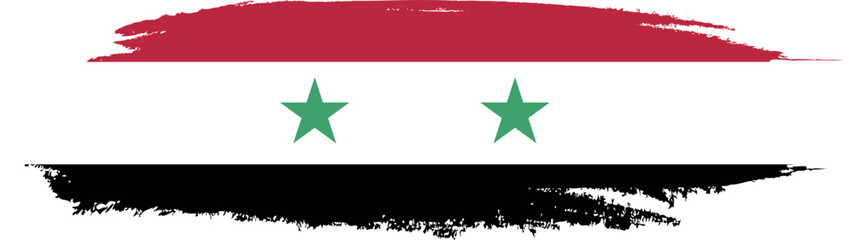 Syria flag country on brush paint stroke.