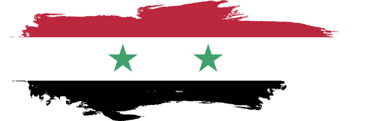 Syria flag country on brush paint stroke.