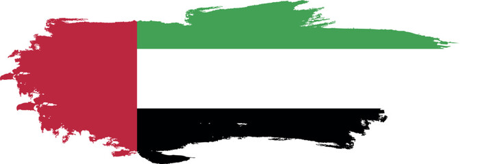 United Arab Emirates flag country on brush paint stroke.