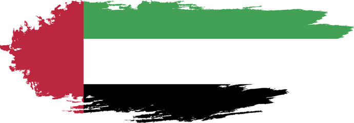 United Arab Emirates flag country on brush paint stroke.