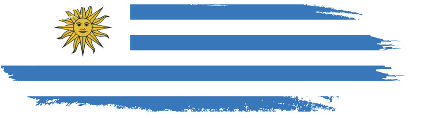 Uruguay flag country on brush paint stroke.