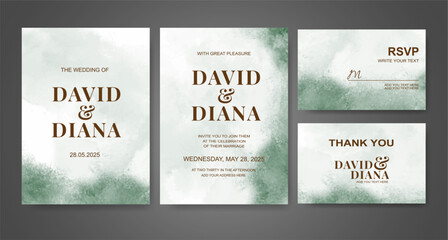 Wedding invitation with abstract watercolor background