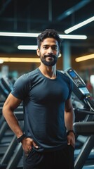 Fit and Muscular Man Posing in a Gym. Fictional characters created by Generated AI.