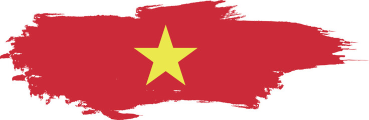 Vietnam flag country on brush paint stroke.