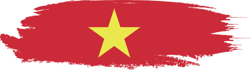 Vietnam flag country on brush paint stroke.