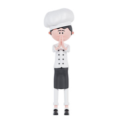 3d cartoon chef apologetically pose