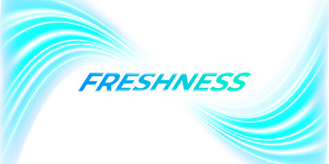 Blue waves of fresh scent. Power wash and clean. Laundry detergent. Banner for packaging and advertising. Air flow vector illustration.