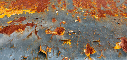 The old car, rusty and cracked.