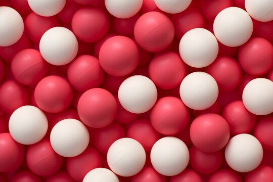 Abstract background of red and white candy balls. 3d render illustration
