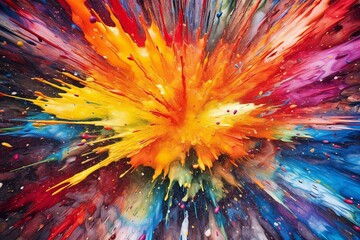 Colorful paint burst spreading across. Generative AI