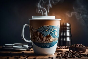 A coffee cup design inspired by a famous landmark.