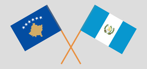 Crossed flags of Kosovo and Guatemala. Official colors. Correct proportion