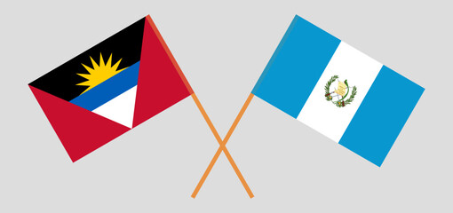 Crossed flags of Antigua and Barbuda and Guatemala. Official colors. Correct proportion