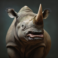 Image of a large adult rhinoceros. Wildlife Animals., Generative AI, Illustration.
