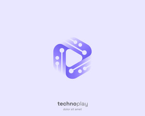 Creative play button technology logo gradient