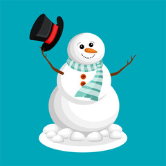 Winter Christmas Snow Man Vector Clipart
