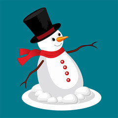 Winter Christmas Snow Man Vector Clipart