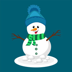 Winter Christmas Snow Man Vector Clipart