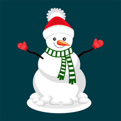 Winter Christmas Snow Man Vector Clipart