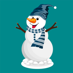 Winter Christmas Snow Man Vector Clipart