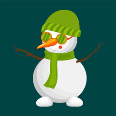 Winter Christmas Snow Man Vector Clipart
