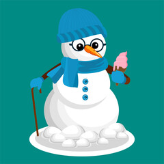 Winter Christmas Snow Man Vector Clipart