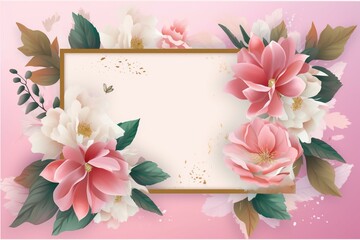 A frame filled with flowers for a beauty-inspired greeting card. Generative AI