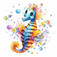 cartoon seahorse - obrazy, fototapety, plakaty