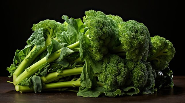 Vegetables, baby broccoli, close-up, cluster, tender, florets, garden-fresh goodness, tender greens, burst of natural flavor, hint of garden magic, dishes. Generated by AI.