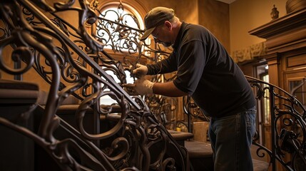 Metalwork artistry, bespoke design, intricate handiwork, skilled blacksmith, ornate elegance, enduring beauty, timeless quality. Crafted with pride. Generated by AI.